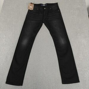 AMC Jeans‎ Mens 32x33 Black Malfoy Slim Fit Overdye Stretch Denim Pants